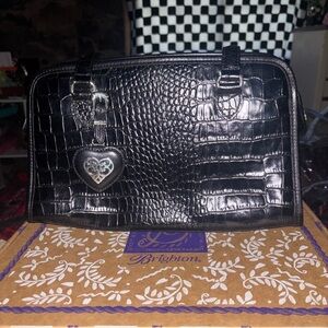 Brighton Vintage “Alesha” Black Croc-Embossed Women's Bag NWOT
